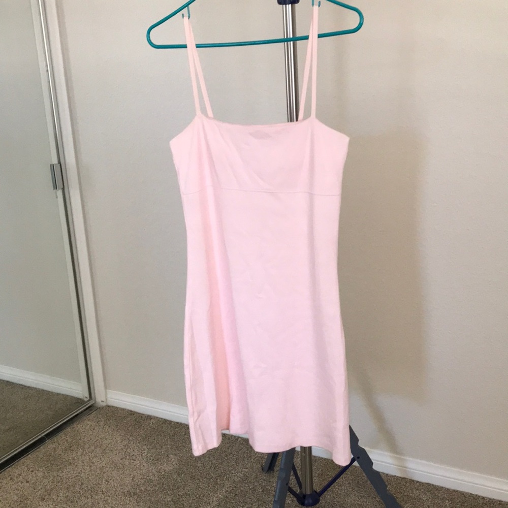 Spaghetti straps mini cotton dress with bra shelf
